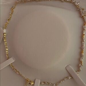 NWT ATELIER SWAROVSKI BOTANICAL NECKLACE WHITE, GOLD TONE PLATED